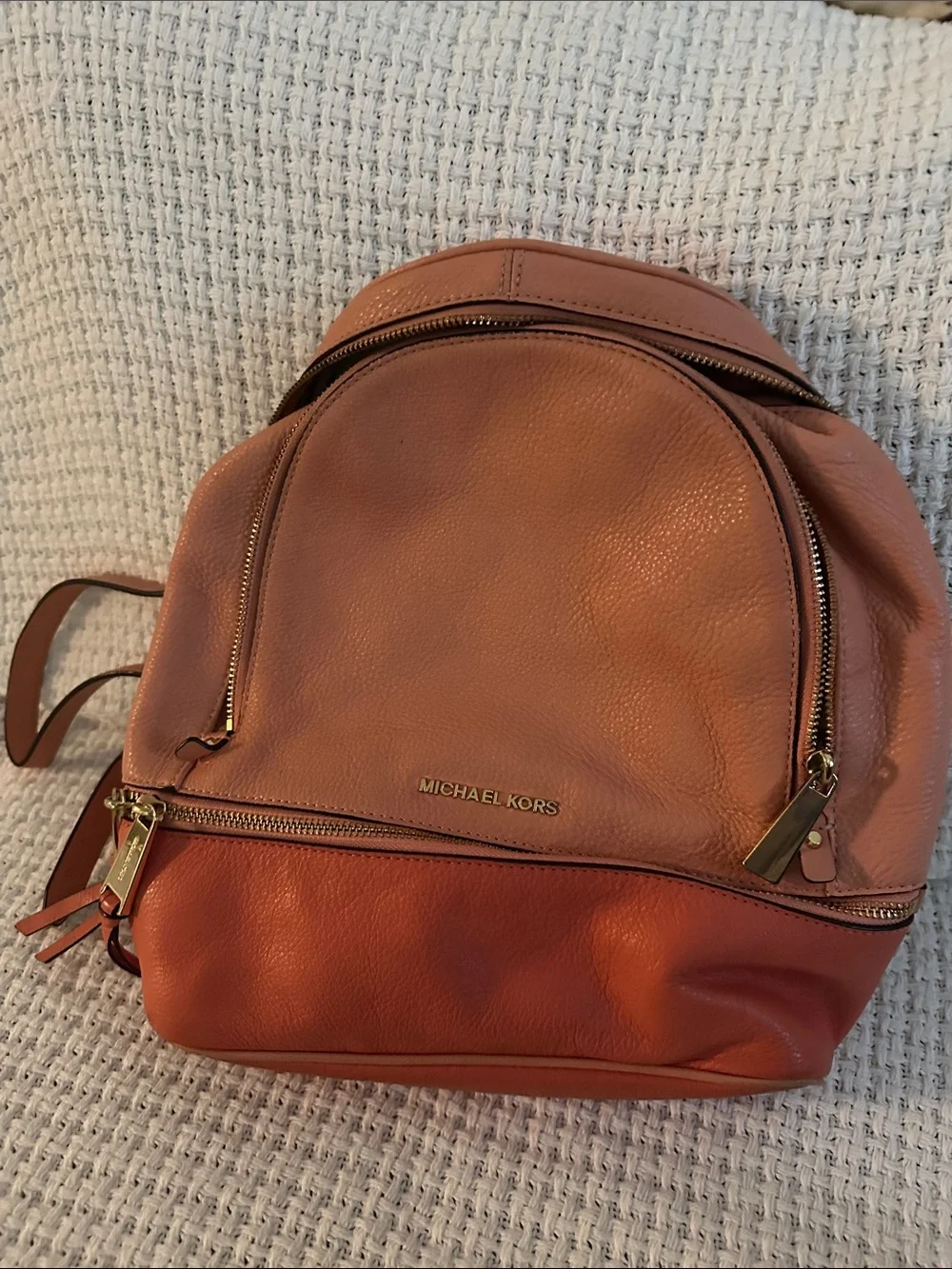 Michael Kors Leather Backpack in Two-Tone peach Orange